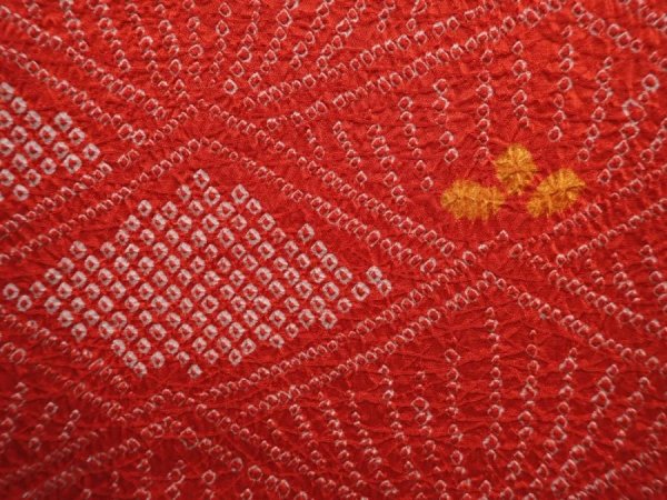 Photo4: 6218T07z490 Vintage Japanese Kimono Silk SHIBORI HAORI  Red (4)