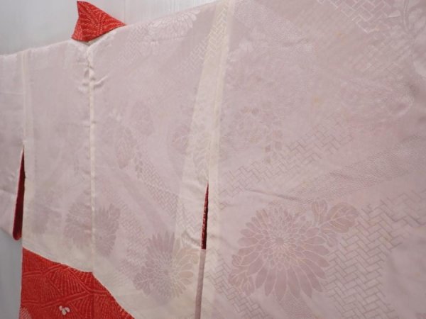 Photo7: 6218T07z490 Vintage Japanese Kimono Silk SHIBORI HAORI  Red (7)