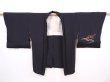 Photo5: 6218T08z380 Vintage Japanese Kimono Silk HAORI Peony Black (5)