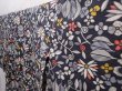 Photo2: 6218T09z650 Vintage Japanese Kimono Silk MEISEN KOMON Flowers Dark gray (2)