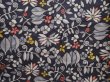 Photo5: 6218T09z650 Vintage Japanese Kimono Silk MEISEN KOMON Flowers Dark gray (5)