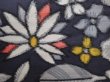 Photo6: 6218T09z650 Vintage Japanese Kimono Silk MEISEN KOMON Flowers Dark gray (6)