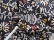 Photo7: 6218T09z650 Vintage Japanese Kimono Silk MEISEN KOMON Flowers Dark gray (7)
