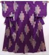 Photo1: 6218T10z430 Antique Japanese Kimono Silk MEISEN KOMON  Purple (1)