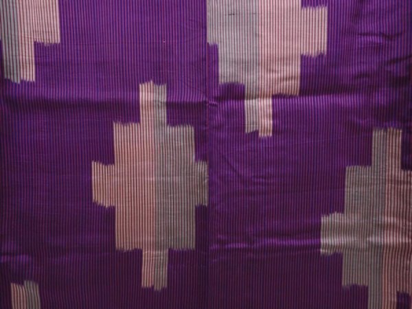 Photo5: 6218T10z430 Antique Japanese Kimono Silk MEISEN KOMON  Purple (5)