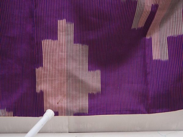 Photo7: 6218T10z430 Antique Japanese Kimono Silk MEISEN KOMON  Purple (7)