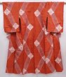 Photo1: 6218T11z690 Vintage Japanese Kimono Silk MEISEN KOMON Flower Orange-Red (1)