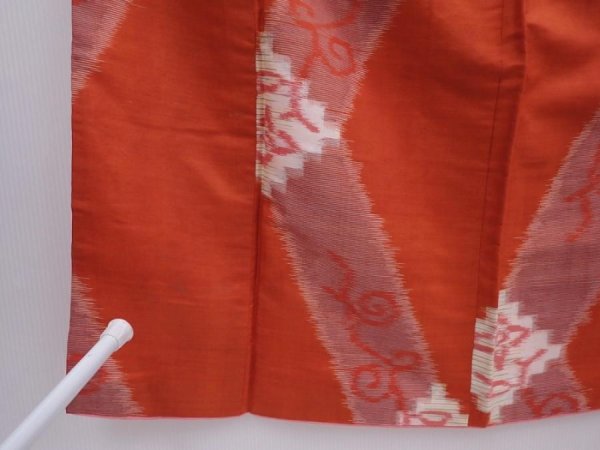 Photo7: 6218T11z690 Vintage Japanese Kimono Silk MEISEN KOMON Flower Orange-Red (7)