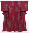 Photo1: 6218T12z690 Antique Japanese Kimono Silk KOMON  Wine red (1)