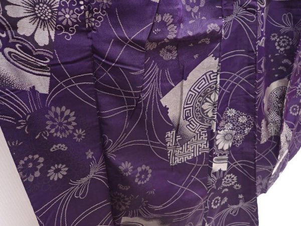 Photo3: 6218T14z790 Vintage Japanese Kimono Silk OMESHI  Dark purple (3)