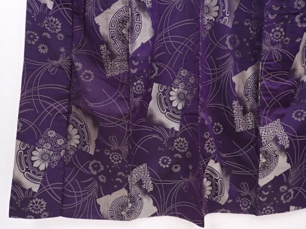 Photo4: 6218T14z790 Vintage Japanese Kimono Silk OMESHI  Dark purple (4)