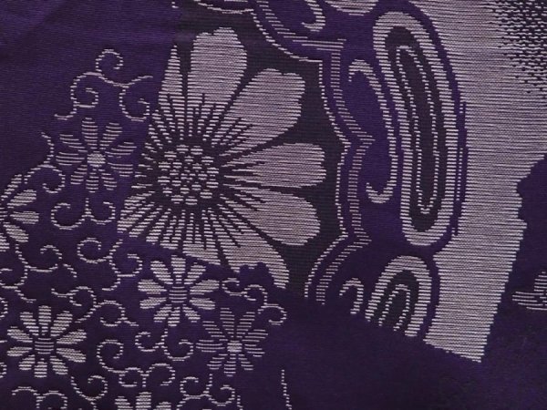 Photo7: 6218T14z790 Vintage Japanese Kimono Silk OMESHI  Dark purple (7)