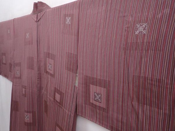 Photo2: 6219T07z530 Vintage Japanese Kimono Silk HAORI  Purple-Brown (2)