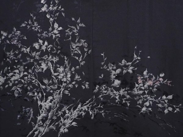 Photo3: 6219T08z610 Vintage Japanese Kimono Silk HAORI Tree Black (3)
