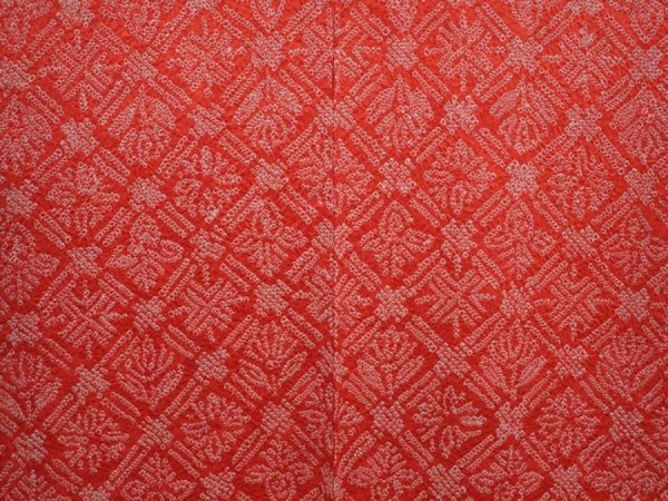 Photo3: 6219T09z440 Vintage Japanese Kimono Silk SHIBORI HAORI  Tomato red (3)