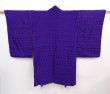Photo1: 6219T01z550 Antique Japanese Kimono Silk HAORI Flower Dark lavender (1)