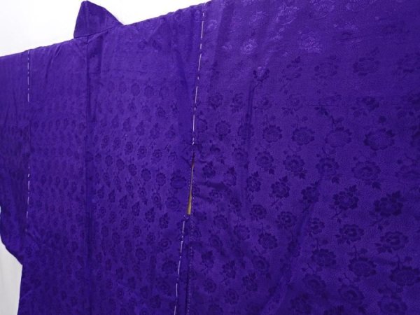 Photo2: 6219T01z550 Antique Japanese Kimono Silk HAORI Flower Dark lavender (2)