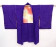 Photo5: 6219T01z550 Antique Japanese Kimono Silk HAORI Flower Dark lavender (5)