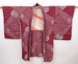 Photo6: 6219T02z730 Vintage Japanese Kimono Blend silk HAORI Peony Wine red (6)