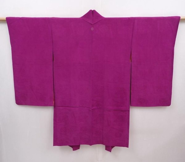 Photo1: 6219T03z480 Vintage Japanese Kimono Silk HAORI Folding fan Purple (1)