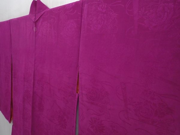 Photo2: 6219T03z480 Vintage Japanese Kimono Silk HAORI Folding fan Purple (2)