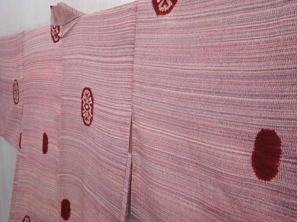 Photo2: 6219T05z470 Vintage Japanese Kimono Silk HAORI  Coral pink (2)