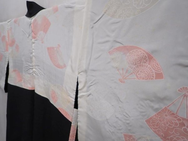 Photo7: 6219T06z570 Vintage Japanese Kimono Silk HAORI Hand drum Black (7)