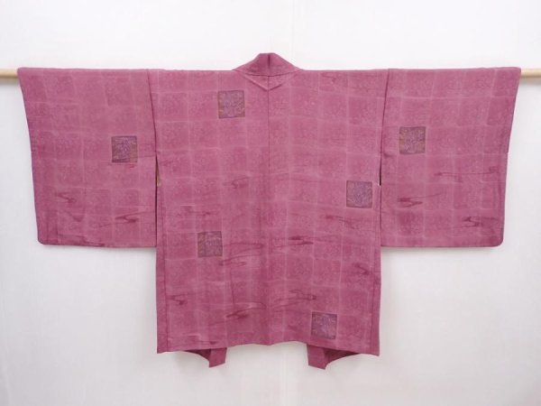 Photo1: 6219T10z550 Vintage Japanese Kimono Silk HAORI  Dull purple (1)