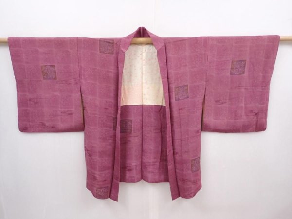 Photo5: 6219T10z550 Vintage Japanese Kimono Silk HAORI  Dull purple (5)