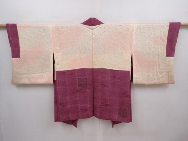 Photo6: 6219T10z550 Vintage Japanese Kimono Silk HAORI  Dull purple (6)