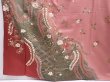 Photo6: 6219T11z1010  Japanese Kimono Silk TSUKESAGE Flowers Dark pink (6)