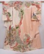 Photo1: 6219T14z860 Vintage Japanese Kimono Silk TSUKESAGE Paulownia Peach (1)