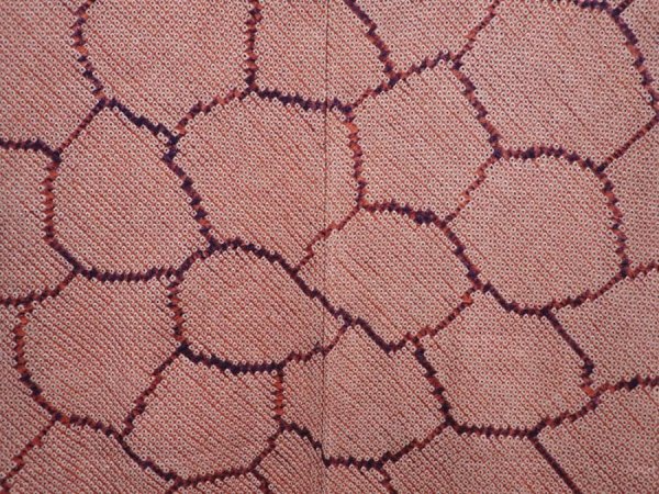 Photo3: 6224T01z400 Vintage Japanese Kimono Silk SHIBORI HAORI  Dull coral (3)