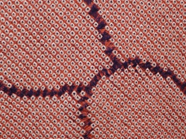 Photo4: 6224T01z400 Vintage Japanese Kimono Silk SHIBORI HAORI  Dull coral (4)