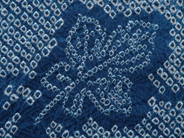 Photo4: 6224T02z430 Vintage Japanese Kimono Silk SHIBORI HAORI Maple Saxeblue (4)