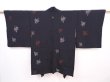 Photo1: 6224T04z600 Vintage Japanese Kimono Silk HAORI Flowers Black (1)