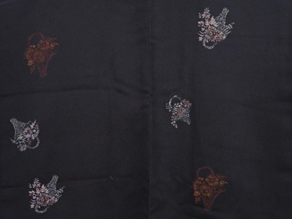 Photo3: 6224T04z600 Vintage Japanese Kimono Silk HAORI Flowers Black (3)