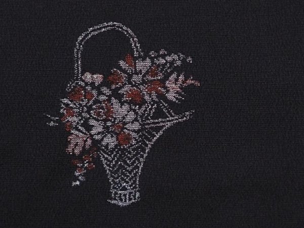 Photo4: 6224T04z600 Vintage Japanese Kimono Silk HAORI Flowers Black (4)