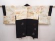 Photo7: 6224T04z600 Vintage Japanese Kimono Silk HAORI Flowers Black (7)