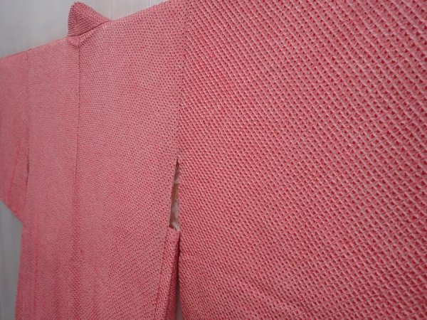 Photo2: 6224T05z440 Vintage Japanese Kimono Silk SHIBORI HAORI  Pink (2)