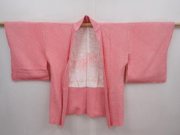 Photo5: 6224T05z440 Vintage Japanese Kimono Silk SHIBORI HAORI  Pink (5)