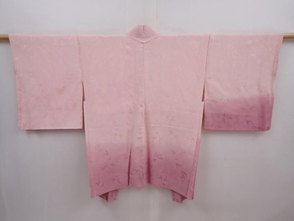 Photo1: 6224T06z570 Vintage Japanese Kimono Silk HAORI Maple Pink (1)