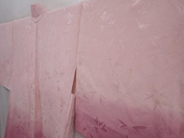 Photo2: 6224T06z570 Vintage Japanese Kimono Silk HAORI Maple Pink (2)