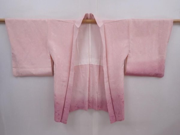 Photo7: 6224T06z570 Vintage Japanese Kimono Silk HAORI Maple Pink (7)