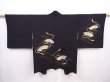 Photo1: 6224T07z620 Vintage Japanese Kimono Silk HAORI Folding fan Black (1)