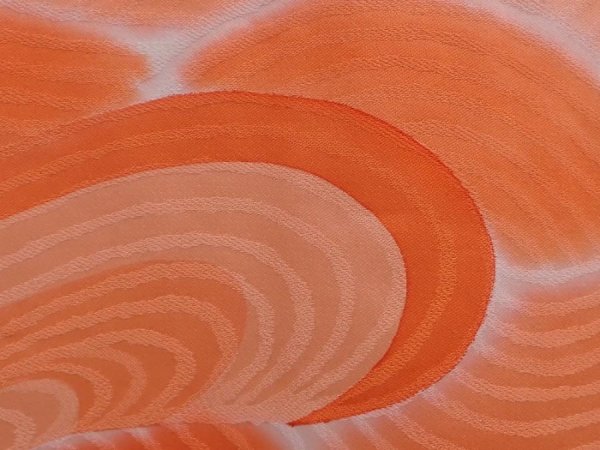 Photo4: 6224T08z520 Vintage Japanese Kimono Silk HAORI Stream Salmon orange (4)