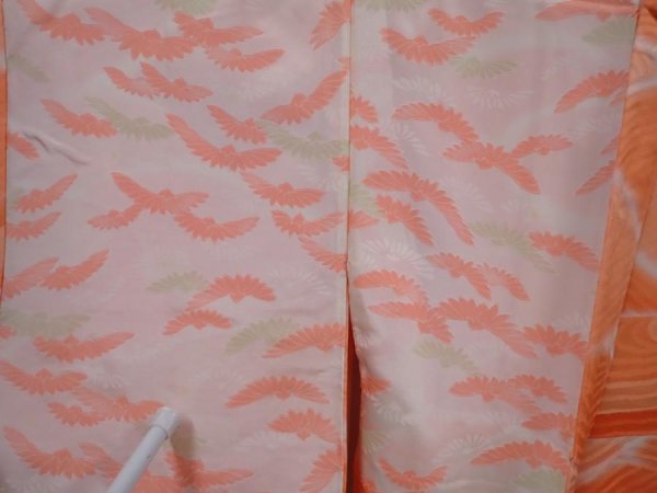 Photo8: 6224T08z520 Vintage Japanese Kimono Silk HAORI Stream Salmon orange (8)