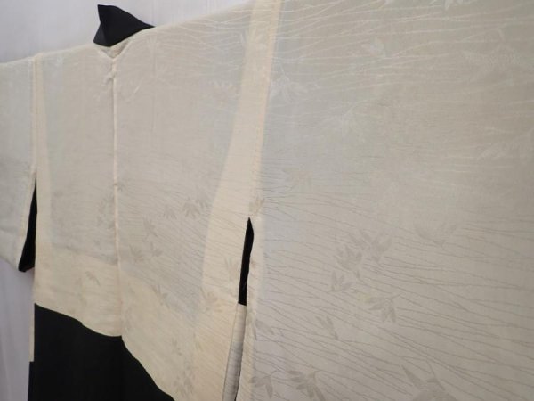 Photo7: 6224T09z570 Vintage Japanese Kimono Silk HAORI Sakura Black (7)