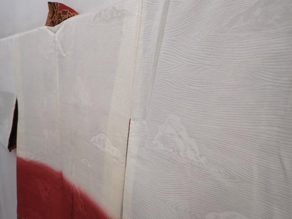 Photo7: 6224T10z520 Vintage Japanese Kimono Silk HAORI Camellia Red-Brown (7)