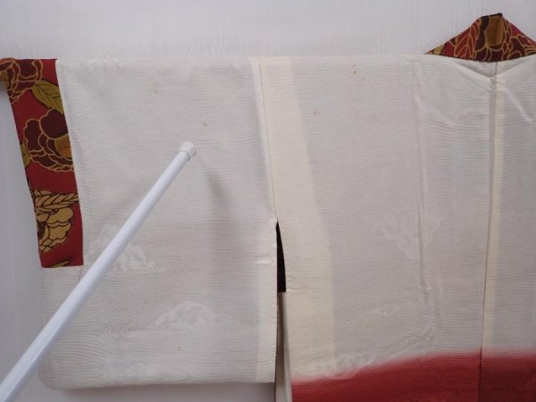 Photo8: 6224T10z520 Vintage Japanese Kimono Silk HAORI Camellia Red-Brown (8)